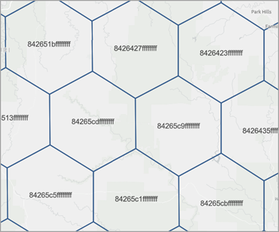 Ejemplo de resultados GRID_ID de teselaciones del hexágono H3