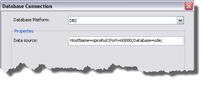 Ejemplo de la fuente de datos para la conexión de base de datos de conexión directa de DB2
