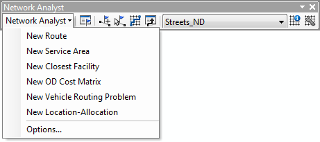 Barra de herramientas de Network Analyst