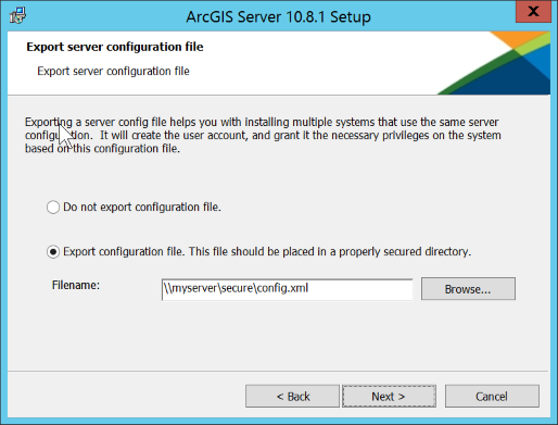 Exportar un archivo de configuración del servidor.