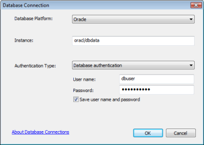 Ejemplo de conexión a Oracle utilizando una cadena de caracteres de Oracle Easy Connect
