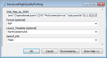 Cuadro de diálogo de la herramienta de script AdvancedHighQualityPrinting