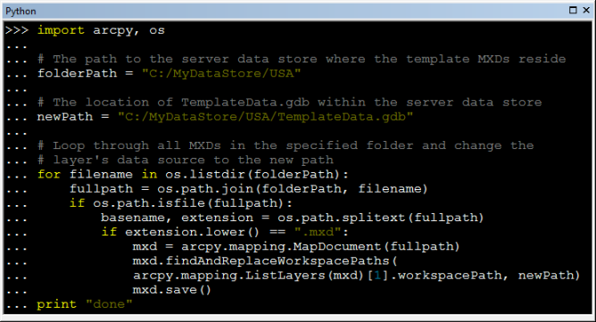 Script para datos de recursos en plantillas de mapa en la ventana de Python