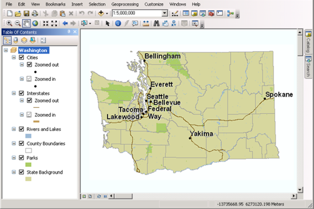 Documento de ArcMap simbolizado para varias escalas