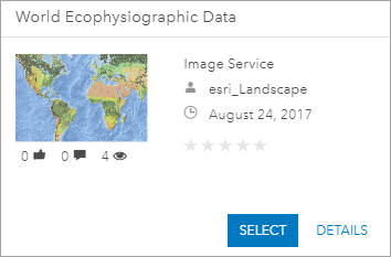 Service de superposition pondérée de rasters World Ecophysiographic Data