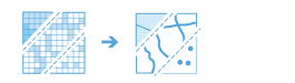 Diagramme en deux parties qui génère une couche d'entités surfaciques, linéaires ou ponctuelles