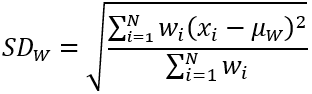 Equation de l'écart type pondéré Equation de l'écart type pondéré