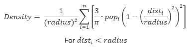 Formule de la densité prévue