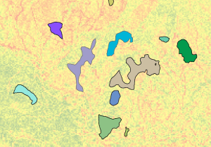 Régions apparaissant sur une surface de coût