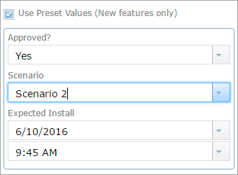 Enter preset values (Saisie de valeurs prédéfinies)