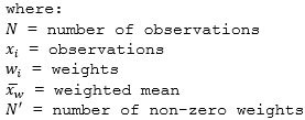 Variables des écarts types pondérés