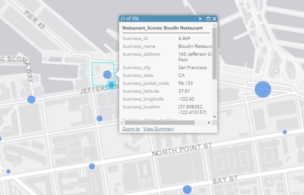 Une fenêtre contextuelle dans Map Viewer