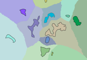 Régions apparaissant sur l’allocation de distance de coût