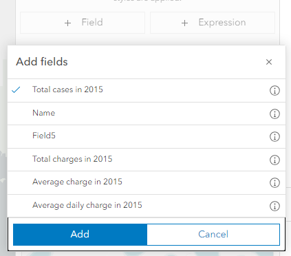 Menu Add Fields (Ajouter des champs)