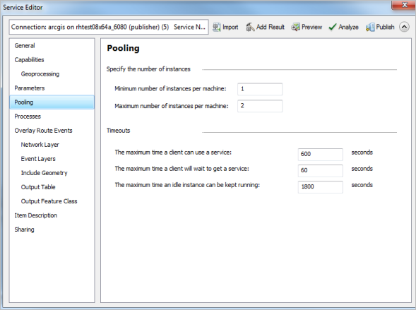 Specifying the number of instances and timeout service values