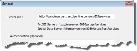 Connexion au serveur Esri SampleServer1