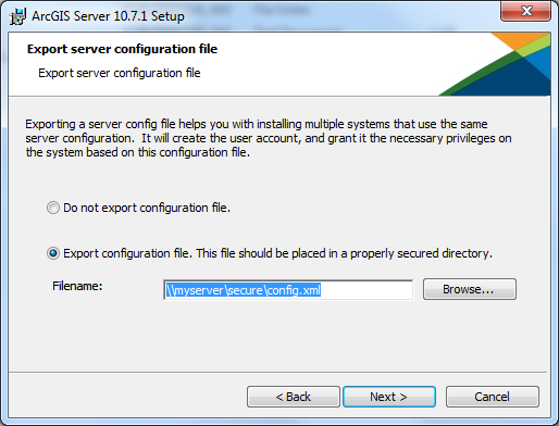 Exportation d'un fichier de configuration du serveur