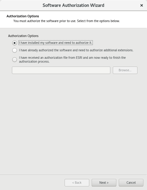 Sélectionnez l’option d’autorisation correspondant à votre environnement dans la boîte de dialogue Authorization Options (Options d’autorisation).