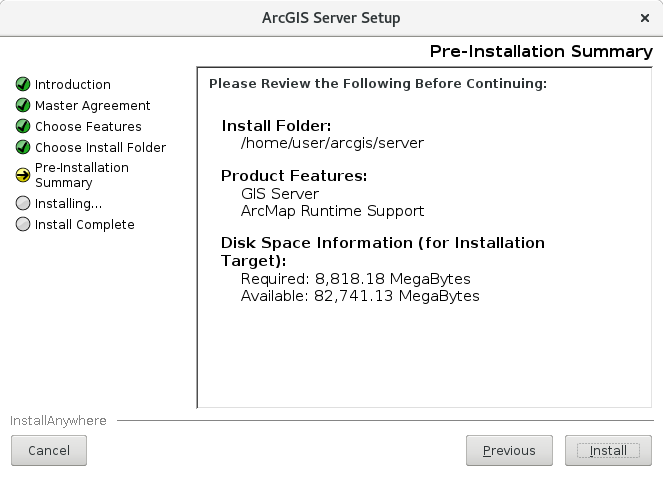 Pour commencer l’installation, cliquez sur Install (Installer) dans la boîte de dialogue Pre-Installation Summary (Récapitulatif préalable à l’installation).