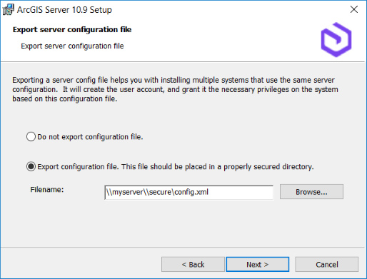 Exporter un fichier de configuration du serveur