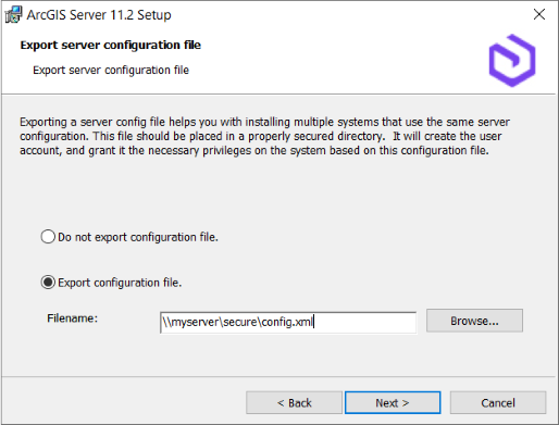 Exporter un fichier de configuration du serveur.