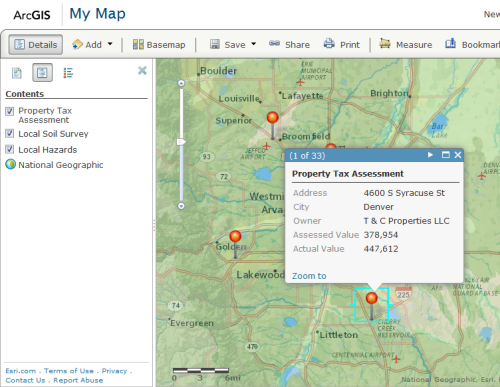 Mappa avanzata che include informazioni sui fattori di rischio locali e l'analisi del suolo