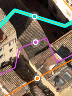 Grafico del profilo di elevazione che visualizza l'elevazione del terreno, dei layer e delle linee