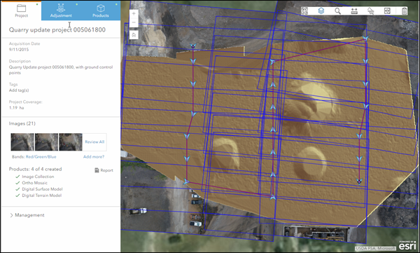 Riquadro e visualizzatore del progetto