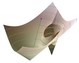 Rappresentazione 3D di una superficie di costo cumulativo minimo