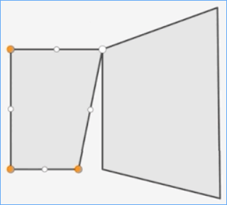 Quando si modifica la forma di una feature esistente, il suo vertice può essere trascinato per agganciarsi al vertice di un'altra feature.