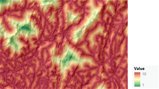 Mappa del criterio convertito di distanza dalle strade