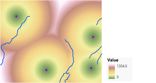 Mappa della distanza in linea retta da quattro punti