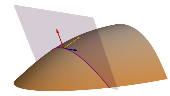 Piano di curvatura tangenziale (contorno normale)