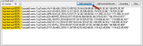 GeoEvent Logger が接続情報を追加