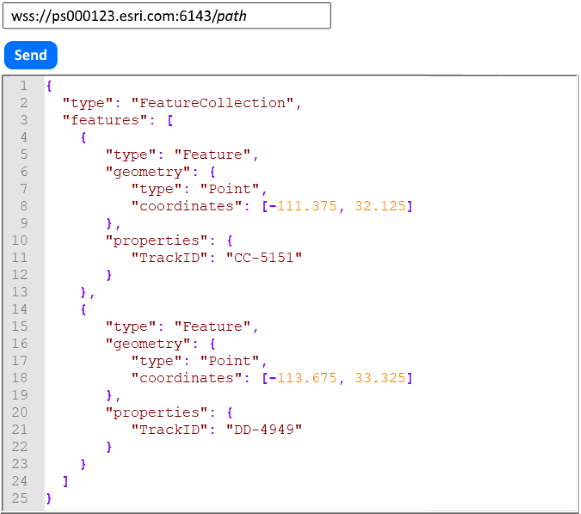 GeoJSON FeatureCollection の一部として整理されたイベント データ