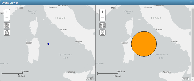 イベント ビューアー ウィンドウでの比較された 2 つのルートの表示 イベント ビューアー ウィンドウでの比較された 2 つのルートの表示