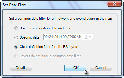 Clearing definition filters for LRS layers