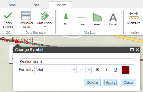 Adding a label using the markup tools