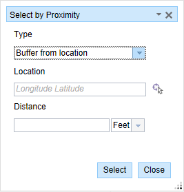 Select by Proximity: Buffer from location