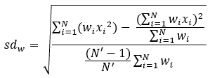 加重標準偏差の方程式