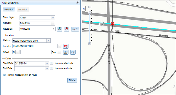 Adding point events by referent offset