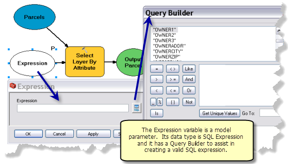 SQL Expression データ タイプを使用するモデル例