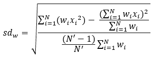 Wzór na ważone odchylenie standardowe