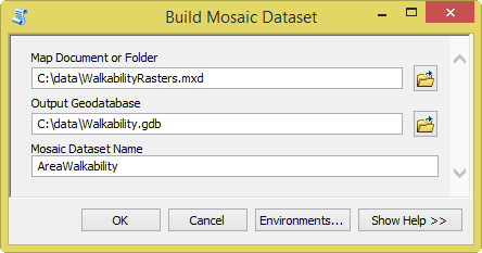 Ferramenta Construir Conjunto de Dados do Mosaico