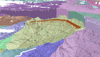 Perspectiva 3D do fluxo de caminhos de menor custo