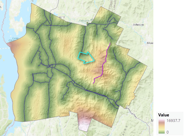 Mapa de distância em linha reta sendo ajustado para contornar a barreira