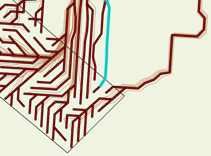 Mapa de muitos caminhos convergindo em um único caminho quando Criar caminhos de rede está marcado