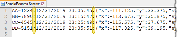 用于指定几何值的具有 JSON 字符串表示的分号分隔值