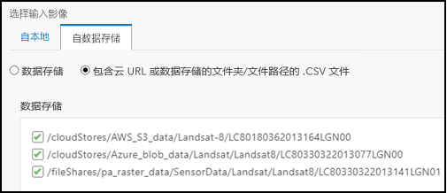 指定 .CSV 文件中列出的数据存储和文件