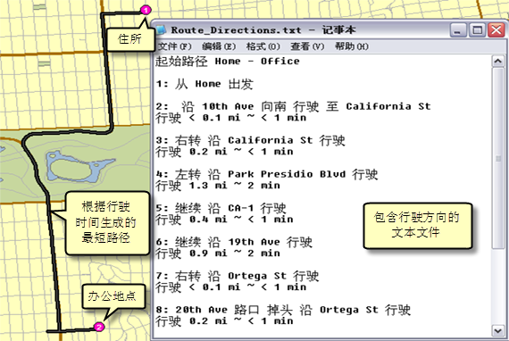 “计算最短路径”任务的输出示例